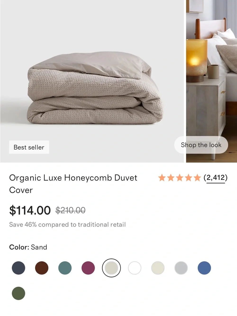Quince King Sand Organic Lux Honeycomb Organic Duvet cover